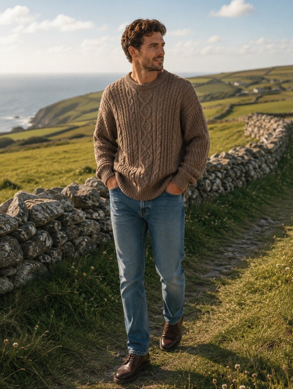 ∆-Kilkenny Hand Spun Yarn Irish Cotton Thick Sweater- Size: M
